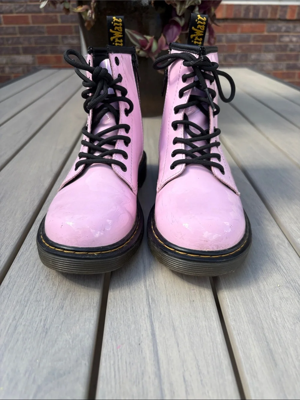 Dr. Martens 1460 8-Eye Patent Boot / Big Kid - Pale Pink